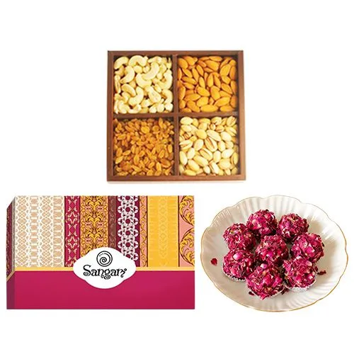 Classic Kaju Rose Laddu from Sangam Sweets with Mixed Dry Fruits