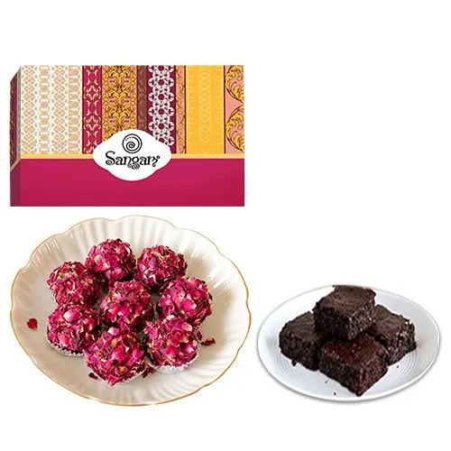 Extraordinary Kaju Rose Laddu from Sangam Sweets with Brownie	