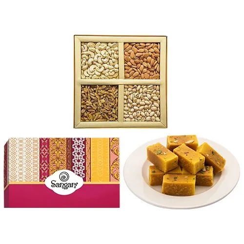 Satisfying Mysore Pak from Sangam Sweets with Assorted Dry Fruits