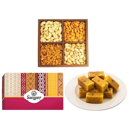 Sensational Mysore Pak from Sangam Sweets with Mixed Dry Fruits