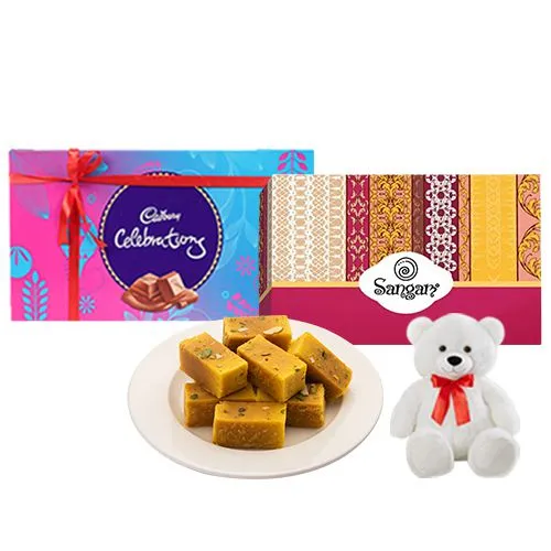 Toothsome Mysore Pak from Sangam Sweets with Teddy  N  Cadbury Celebration