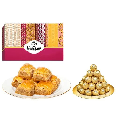 Exceptional Desi Baklava from Sangam Sweets with Ferrero Rocher