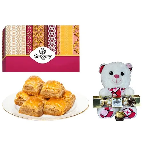 Magical Desi Baklava from Sangam Sweets with Teddy  N  Ferrero Rocher