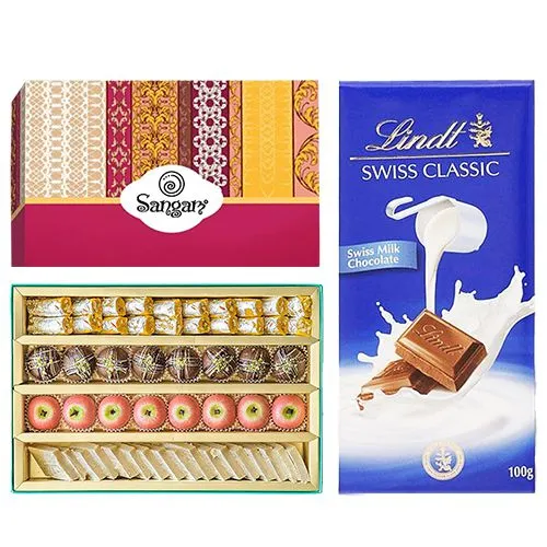 Wholesome Cashew Delight from Sangam Sweets with Lindt Excellence Chocolate Bar