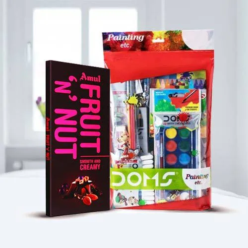 Remarkable Doms Painting Kit and Amul Chocolate Bar