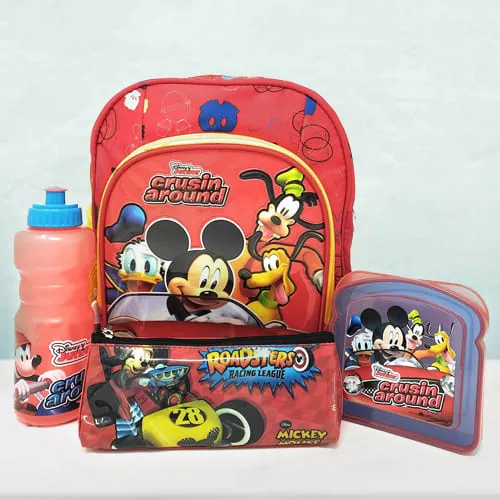 Outstanding Mickey Mouse Backpack, Lunch Box N Sipper Bottle Combo