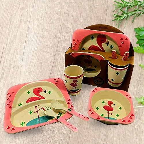 Lovely Bamboo Fiber Eco-Friendly Kids Feeding Set