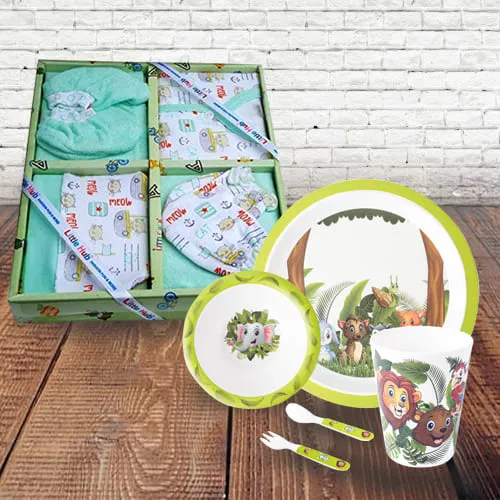 Alluring New Born Clothing n Kids Feeding Set