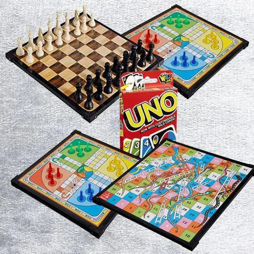 Wonderful 2-in-1 Wooden Board Game with Mattel Uno Card Game