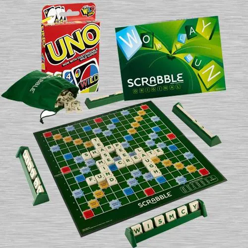 Amazing Scrabble Board Game N Uno Card Game from Mattel