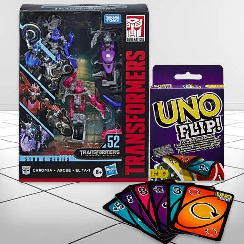 Remarkable Transformers Action Figure N Mattel Uno Flip Side Game