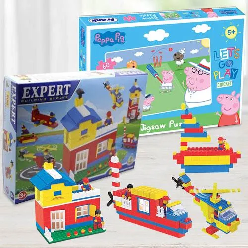 Amazing Building Blocks N Frank Peppa Pig Lets Go Play Cricket Puzzle