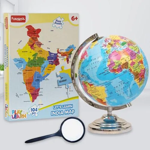 Marvelous Funskool Map Puzzle N Rotating World Globe