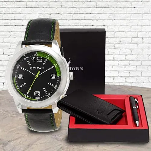 Exclusive Titan Watch with Wildhorn Wallet n Pen Set