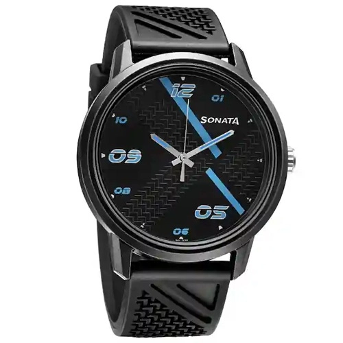 Charming Mens Sonata Volt Black Dial Watch