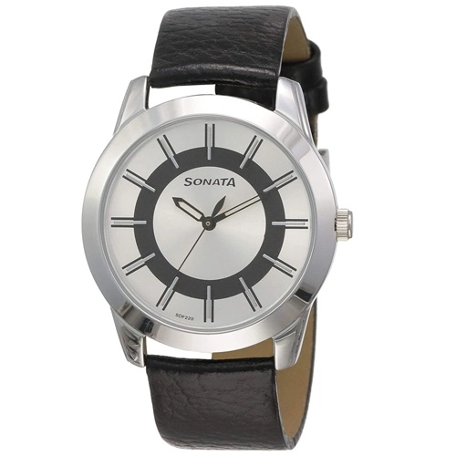 Mesmerizing Sonata Analog Silver White Dial Mens Watch