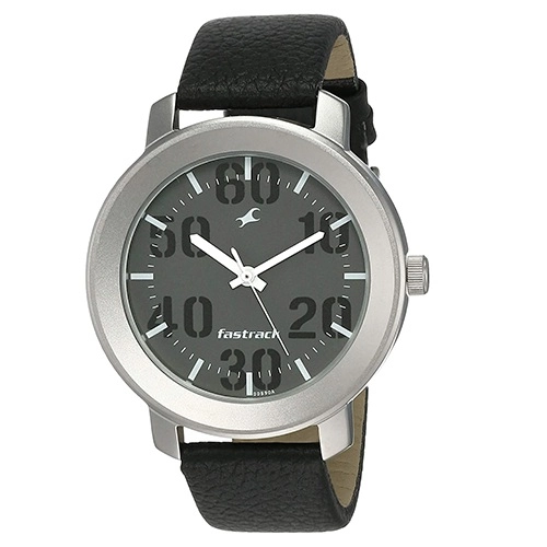 Fabulous Fastrack Casual Analog Grey Dial Mens Leather Watch