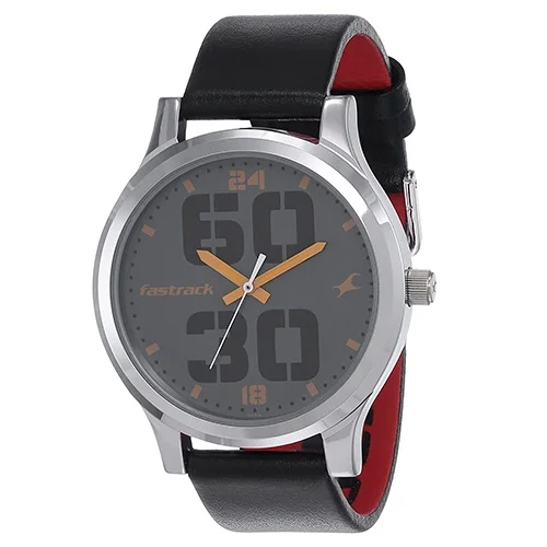 Outstanding Fastrack Bold Analog Grey Dial Leather Mens Watch