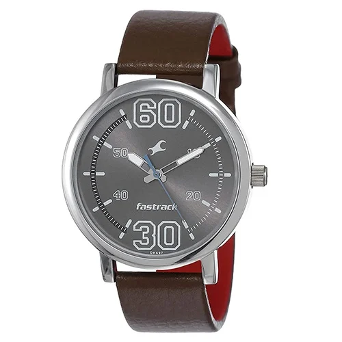 Dazzling Fastrack Fundamentals Round DIal Leather Gents Analog Watch