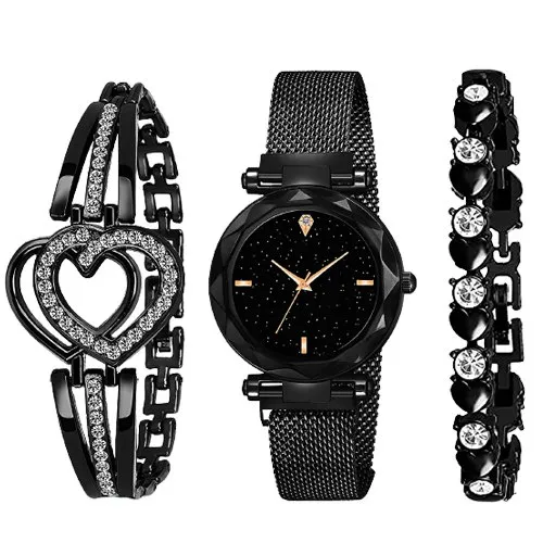 Tribute of Love - Analogue Magnet Watch n Bracelets Combo