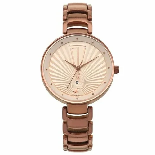 Exclusive Fastrack Ruffles Round Beige Dial Ladies Watch