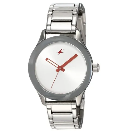 Admirable Fastrack Monochrome Silver Dial Ladies Analog Watch