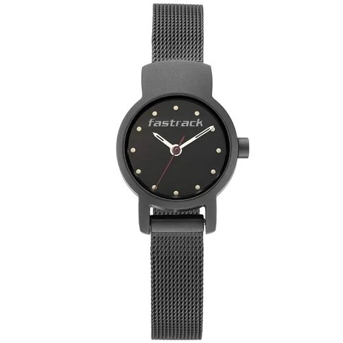 Elegant Fastrack Round Black Dial Ladies Watch