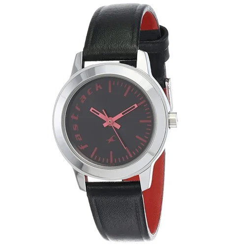 Enthralling Fastrack Fundamentals Round Black Dial Watch for Women