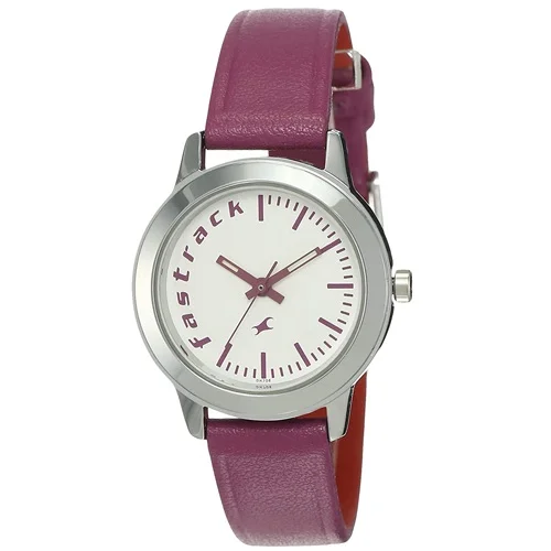 Fashionable Fastrack Fundamentals Leather Strap Ladies Watch