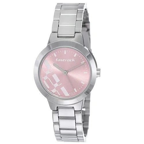 Trendy Fastrack Round Pink Dial Ladies Watch