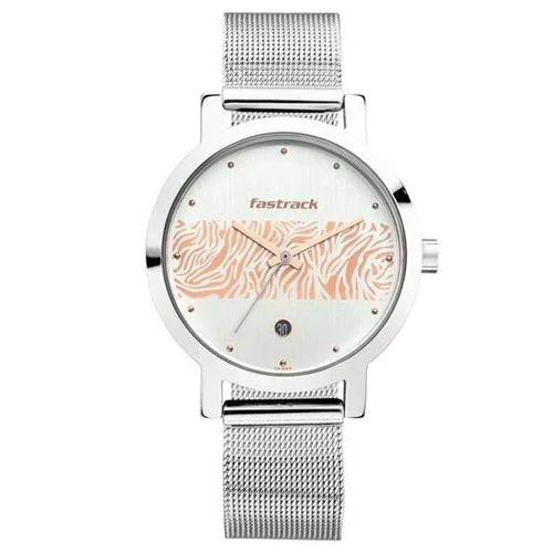 Trendsetting Fastrack Animal Print Silver Dial Womens Watch