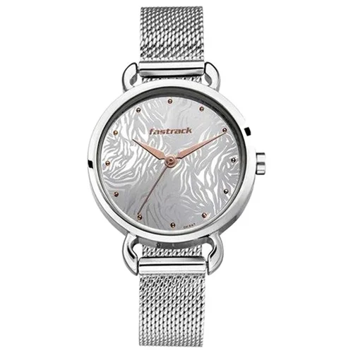 Trendy Fastrack Animal Print Silver Dial Analog Ladies Watch