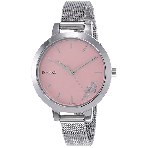 Trendy Sonata Silver Linings Analog Pink Dial Womens Watch