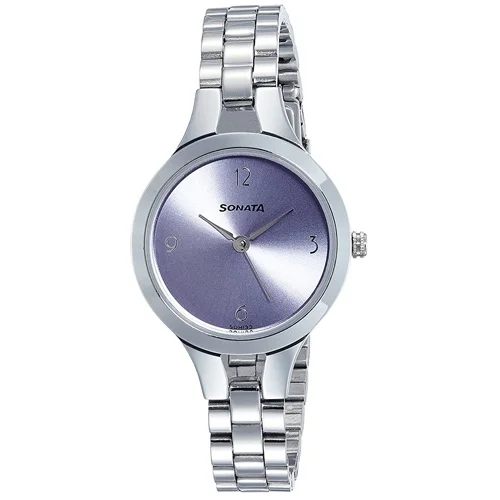 Lovely Sonata Steel Daisies Analog Purple Dial Womens Watch