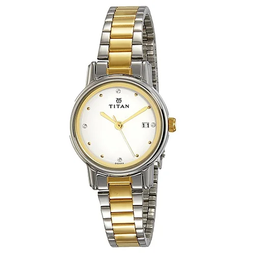 Dashing Titan White Dial Two Toned Strap Womens Watch