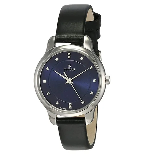 Stylish Titan Workwear Blue Dial Leather Strap Women Watch